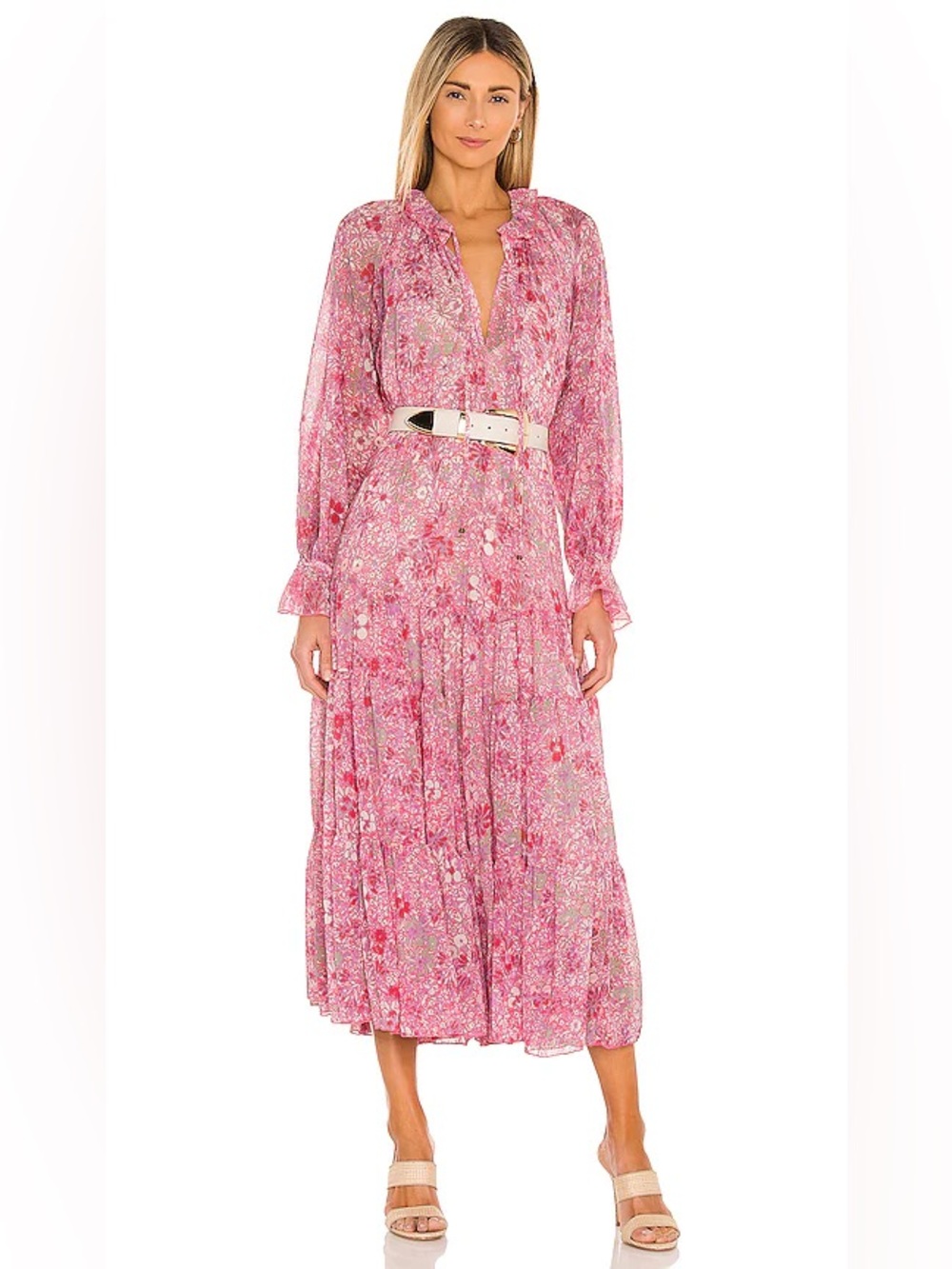 Free People Feeling Groovy Maxi Dress Summertime Pink Floral Small MISSING SLIP